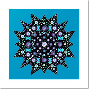 Starburst Mandala Light Blue-Purple-White Posters and Art